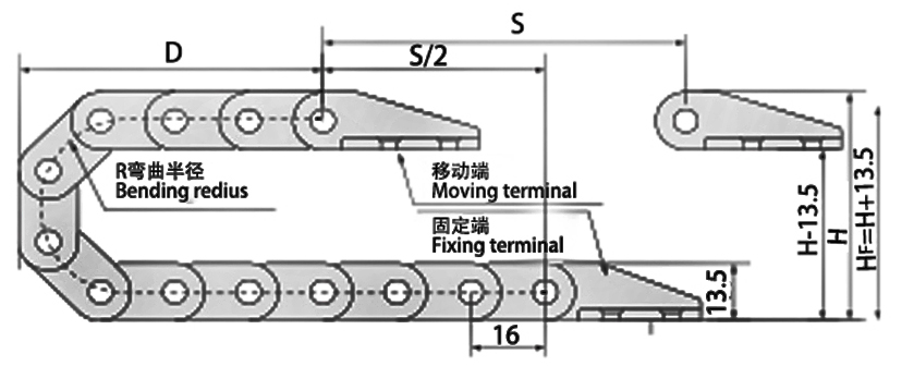 微型10系列拖鏈主要技術參數(shù)圖